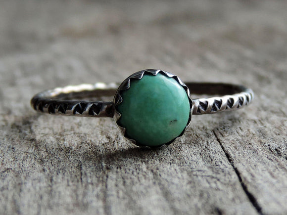 Turquoise Stacking Ring // Serrated Bezel // Gypsy Stax™