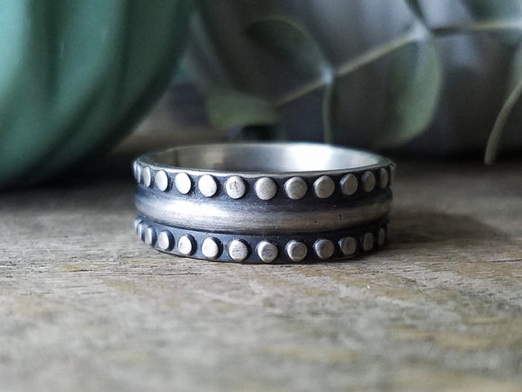 Milled Edge Wide Band Ring