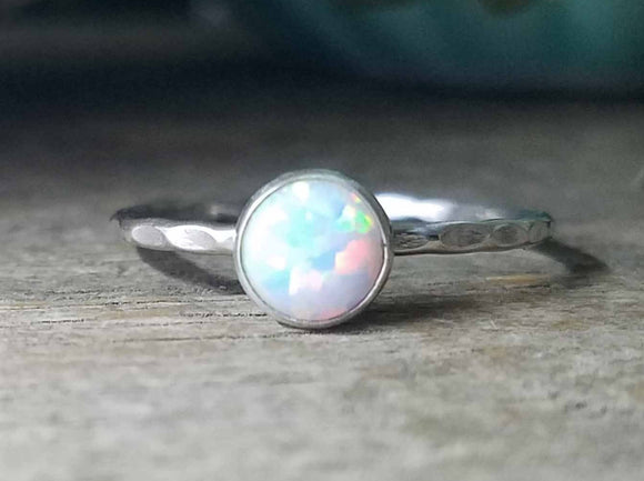 White Lab Opal Stacking Rings // Gypsy Stax™